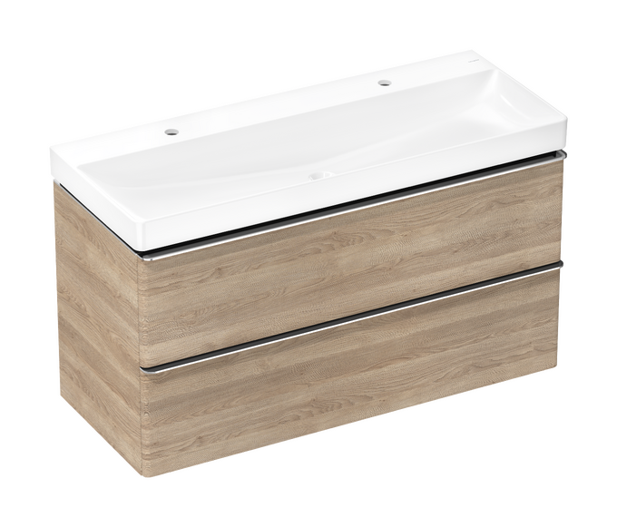 Set base sottolavabo con 2 cassetti Rovere Naturale 1180/475 con lavabo