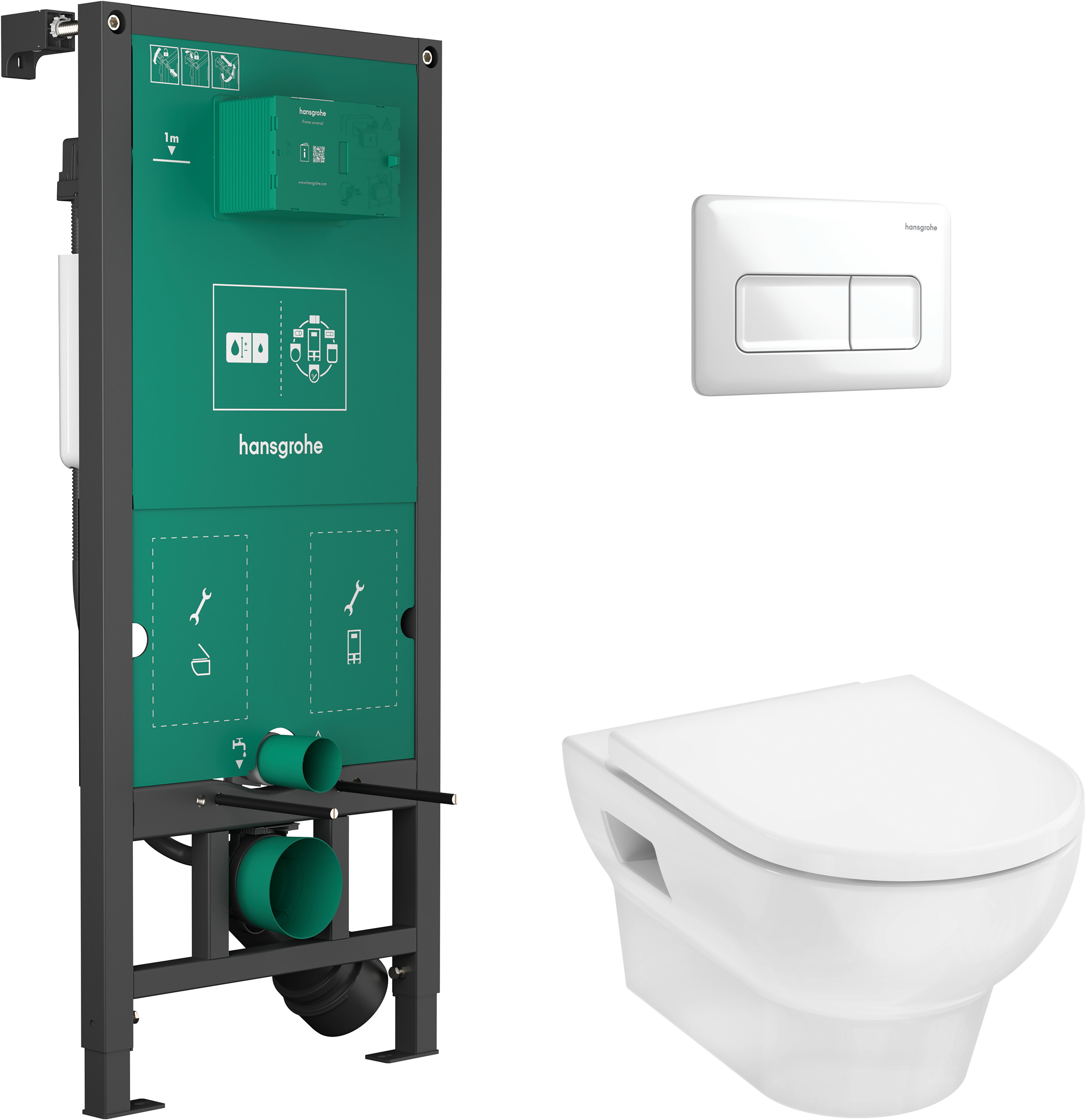 WC Complete Set with iFrame universal concealed cistern and iFrame Original Q flush plate