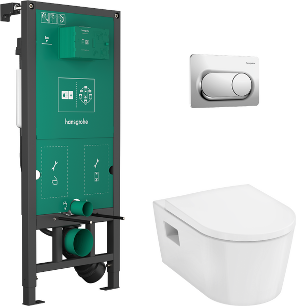 WC Complete Set with iFrame universal concealed cistern, iFrame Original S flush plate and EluPura WC-Seat
