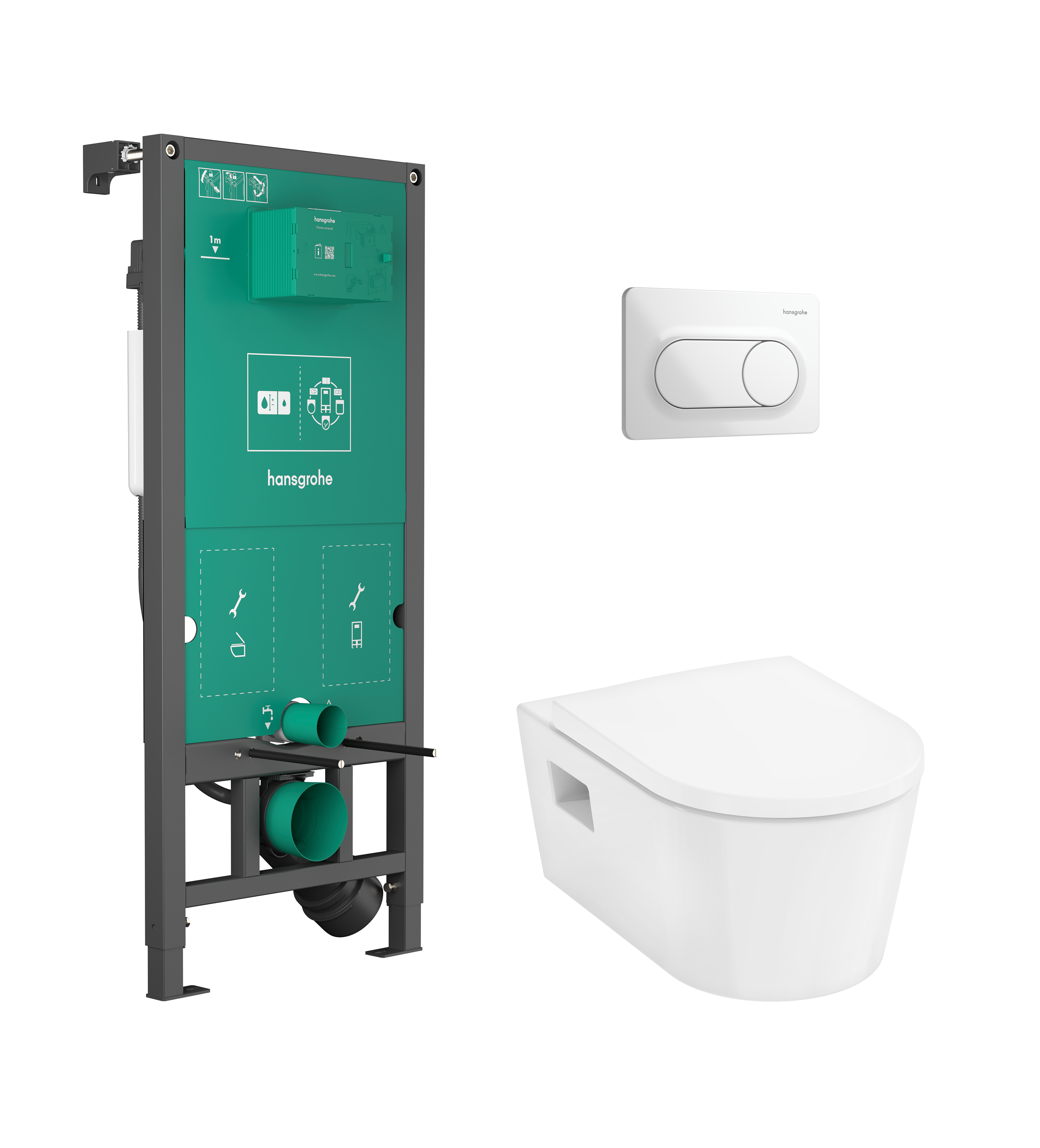WC Complete Set with iFrame universal concealed cistern and iFrame Original S flush plate