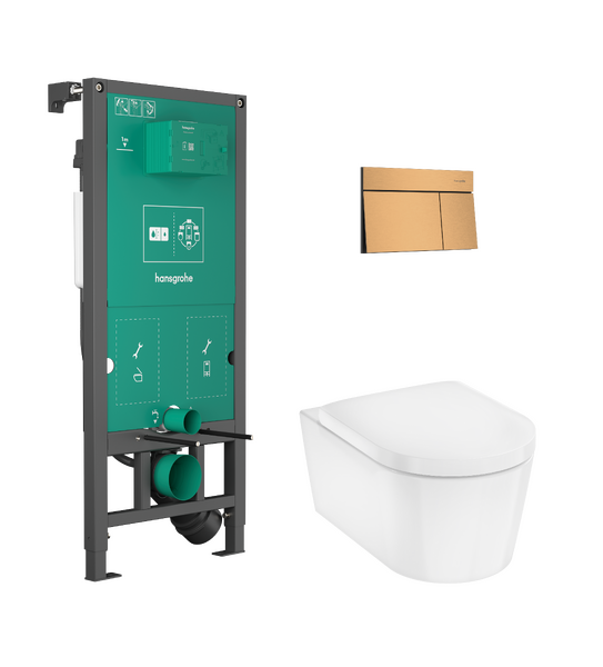 WC Komplett Set mit iFrame universal Unterspülkasten, iFrame Element E Betätigungsplatte und EluPura WC-Sitz