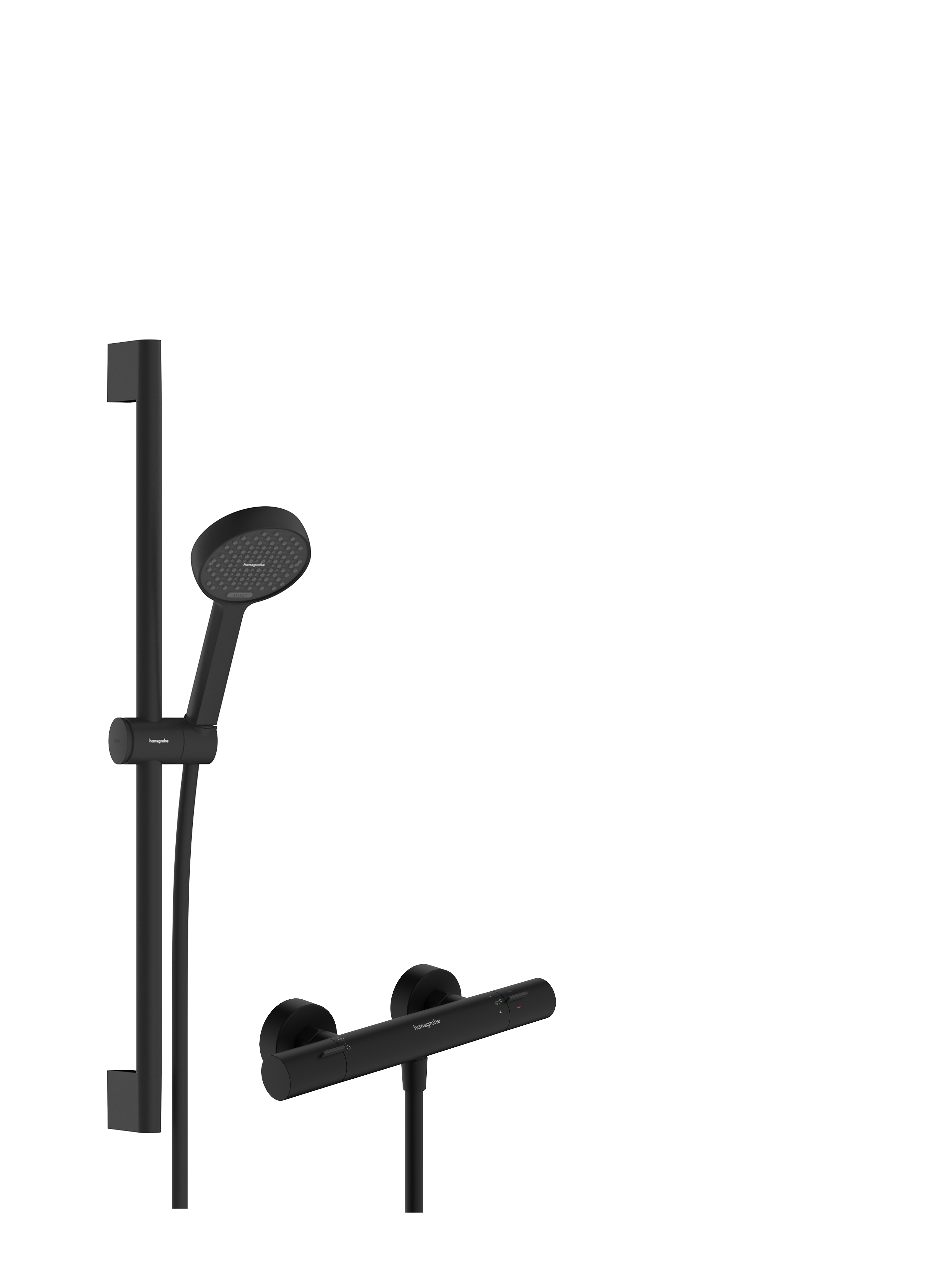 Shower system for exposed installation 95 2jet EcoSmart with Ecostat Fine and shower bar 65 cm