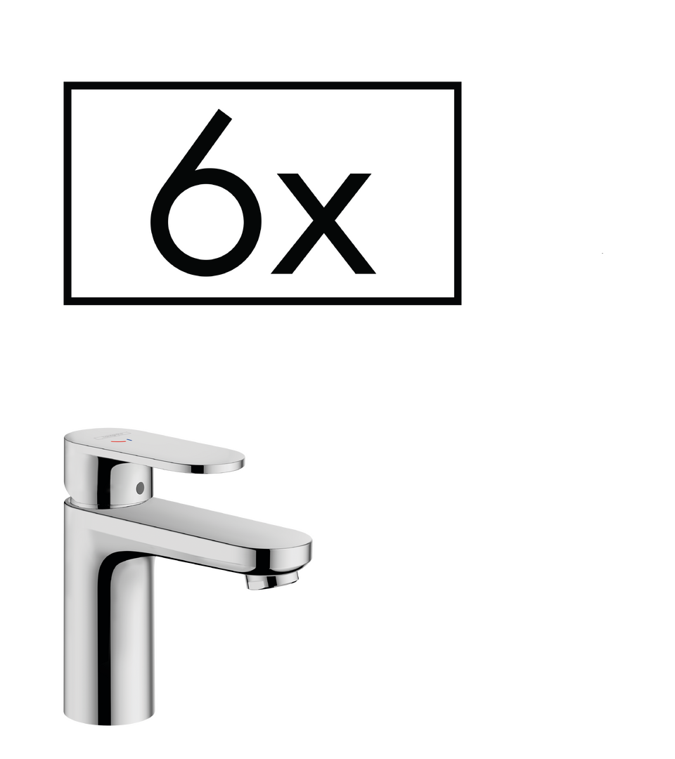 ééngreeps wastafelmengkraan 100 CoolStart zonder afvoer project pack (6 st.)