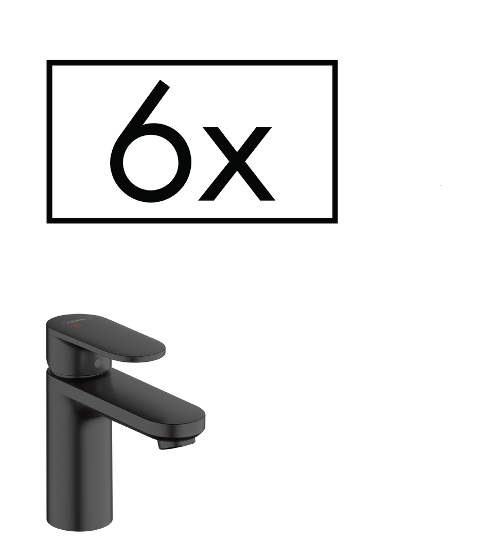 1-grepps tvättställsblandare 100 CoolStart utan bottenventil projektpaket (6 st.)