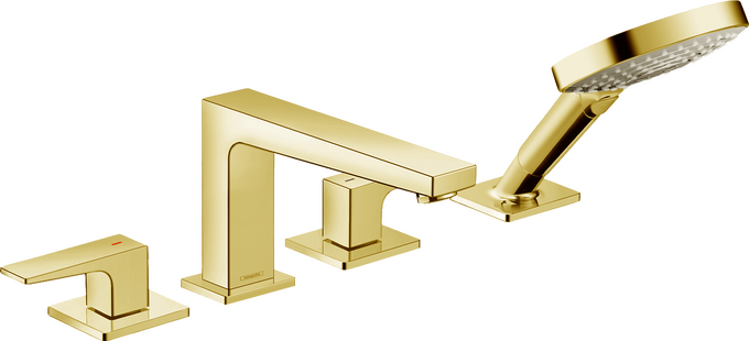 4-Hole Roman Tub Set Trim with Lever Handles and 1.75 GPM Handshower