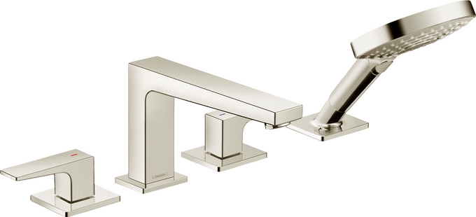 4-Hole Roman Tub Set Trim with Lever Handles and 1.75 GPM Handshower