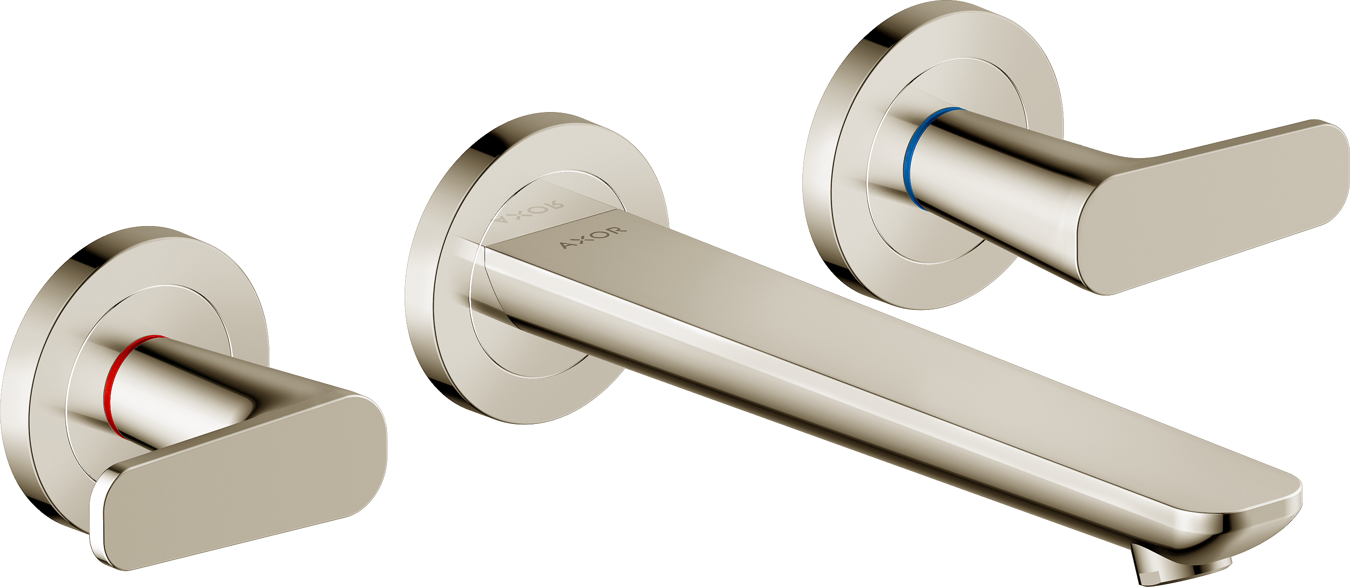 Wall-mounted widespread faucet trim with escutcheons