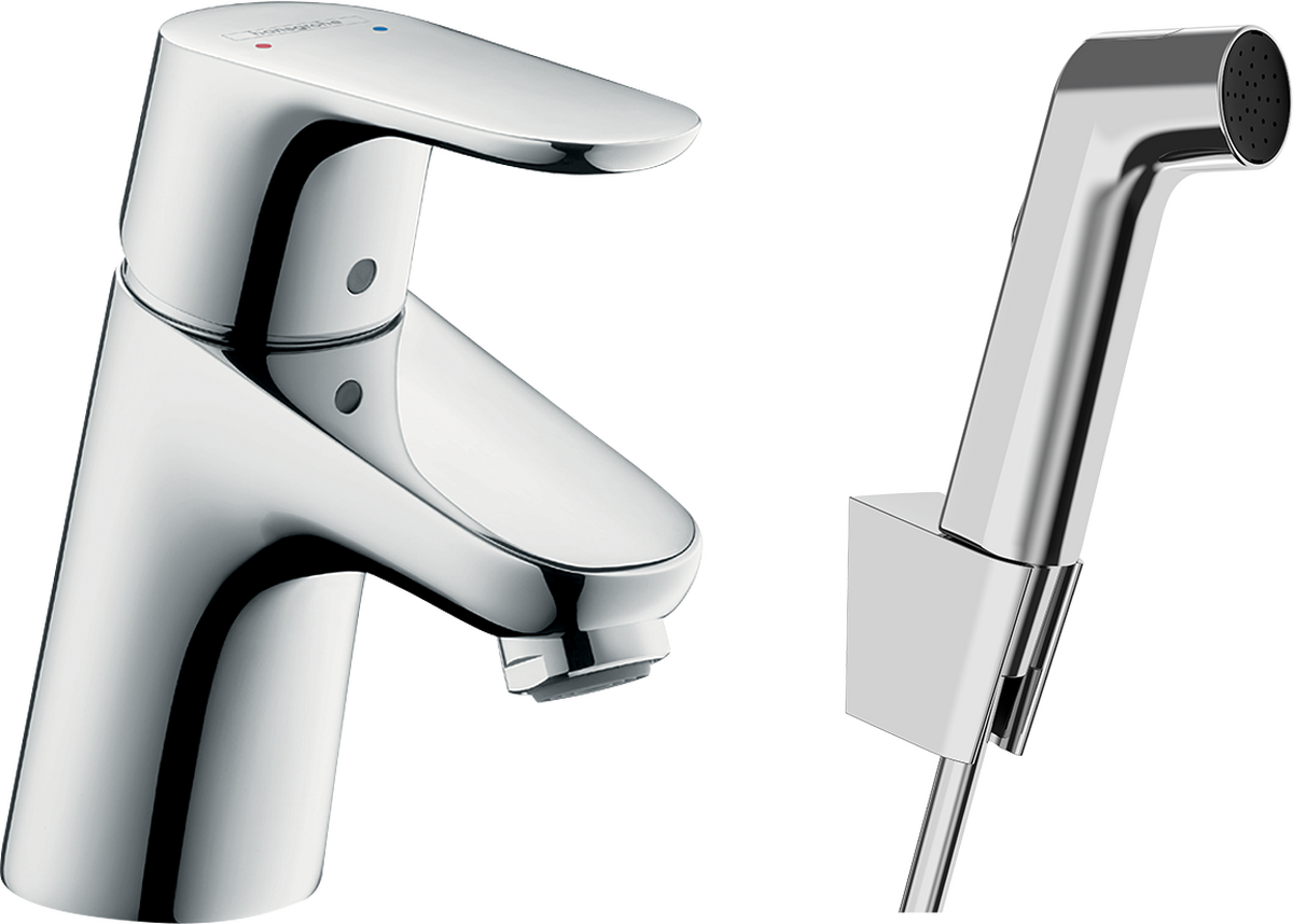 Single lever basin mixer 70 with bidette hand shower and shower hose 160 cm