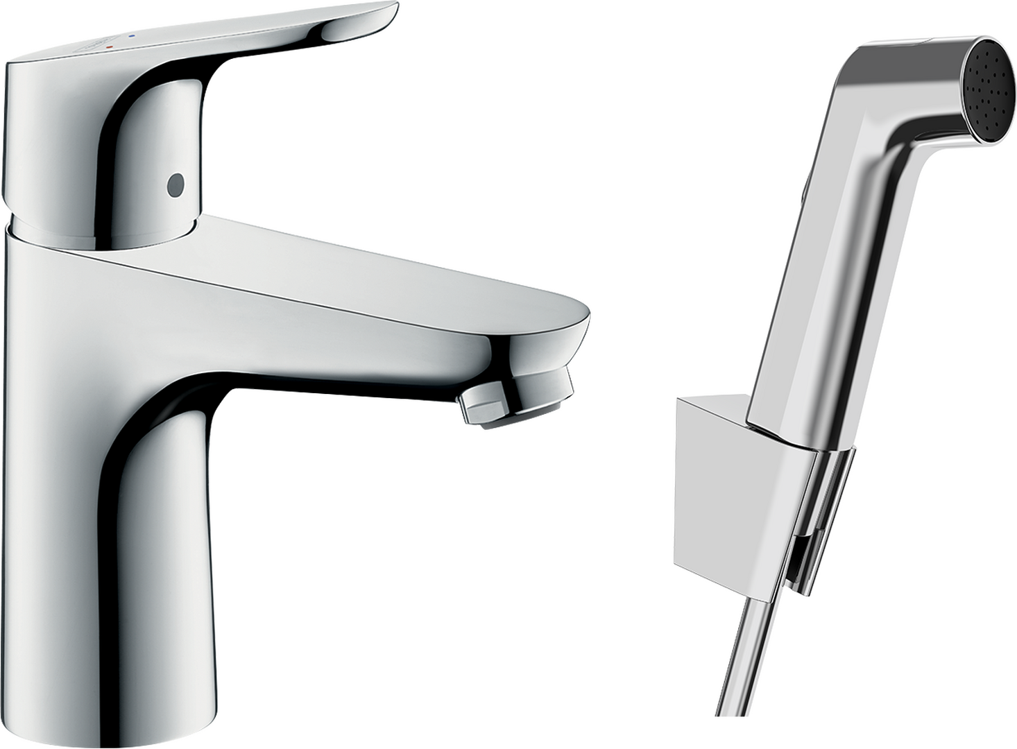 Tek kollu Lavabo bataryası 100 bide el duşu ve 160 cm duş hortumu ile