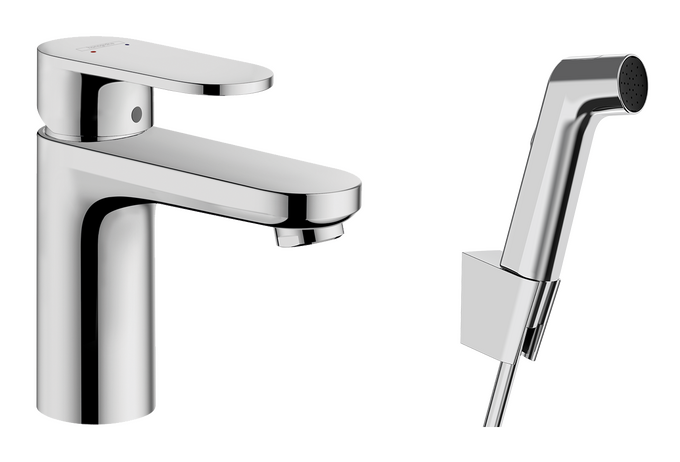 Single lever basin mixer 100 with bidet spray and shower hose 160 cm