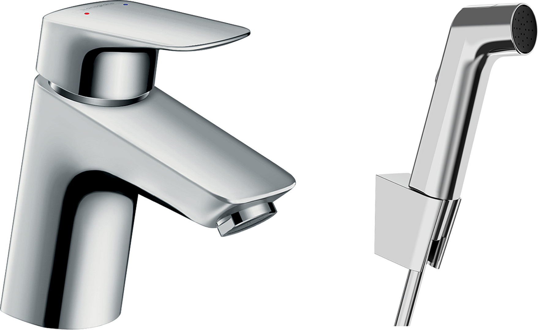 Single lever basin mixer with bidette hand shower and shower hose 160 cm