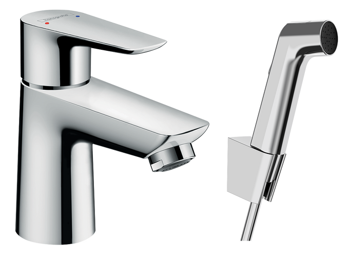 Talis E Mezclador monomando para lavabo con ducha de bidé de mano y manguera de ducha de 160 cm