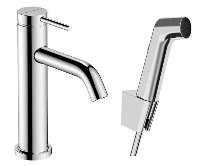 Miscelatore monocomando lavabo 110 con doccetta bidette e flessibile 160 cm