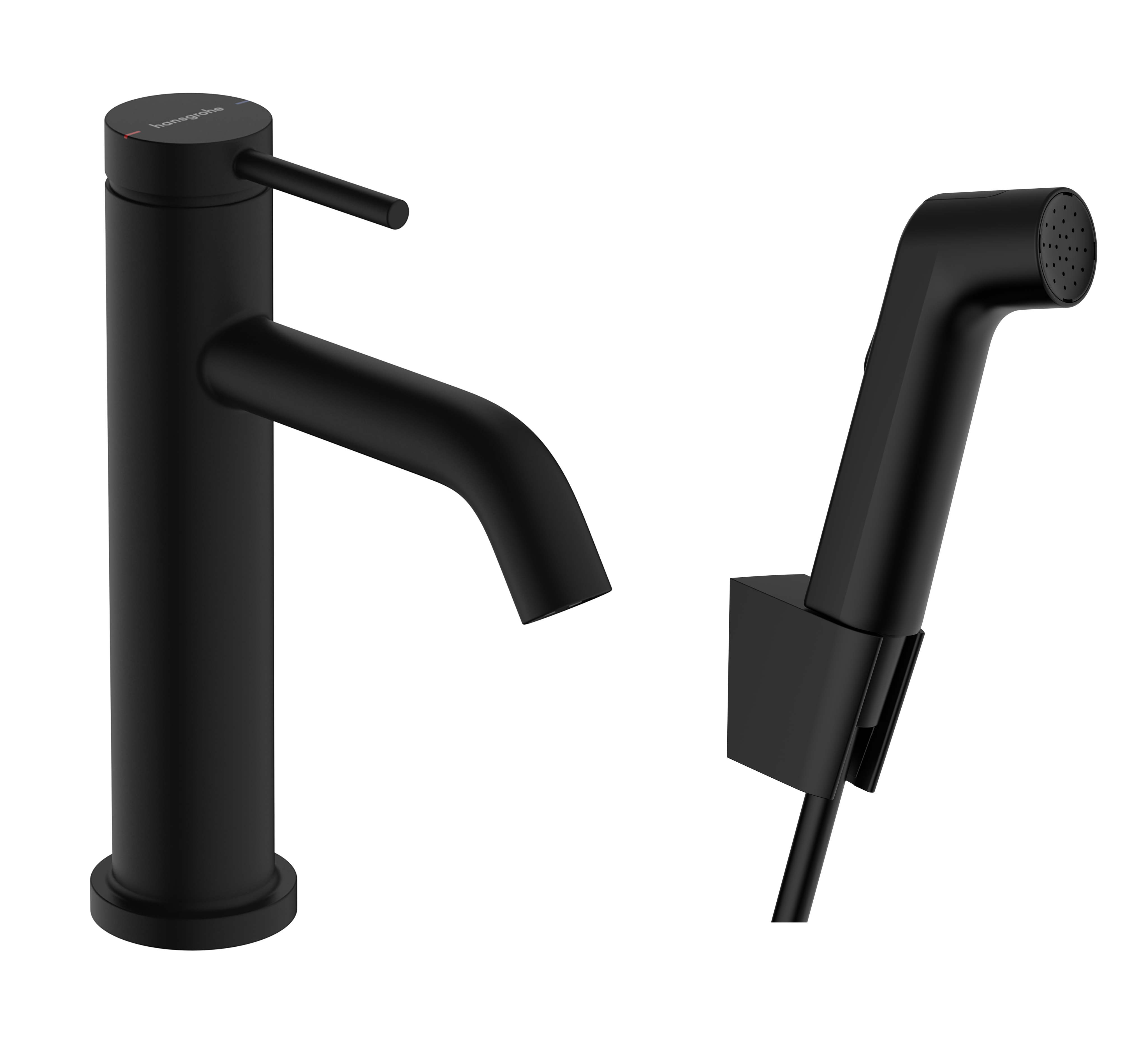 Single lever basin mixer 110 with bidette hand shower and shower hose 160 cm