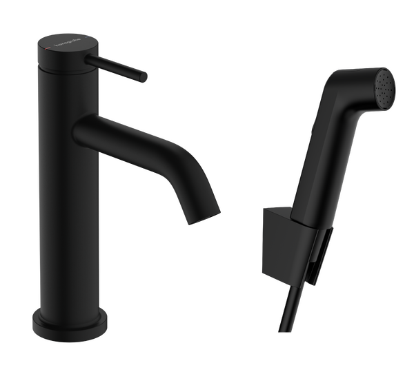 Single lever basin mixer 110 with bidette hand shower and shower hose 160 cm