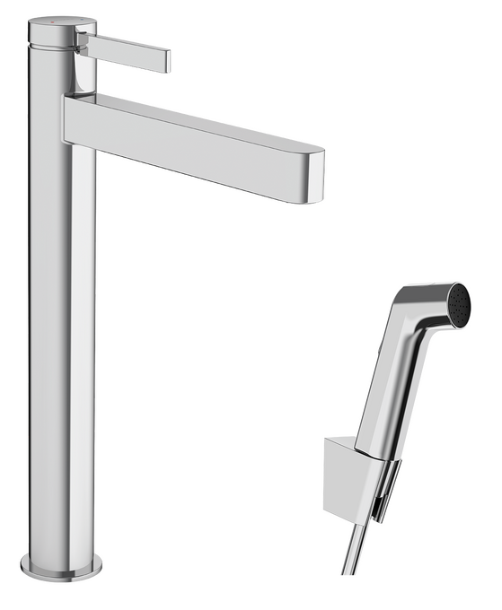 Single lever basin mixer 260 with bidette hand shower and shower hose 160 cm