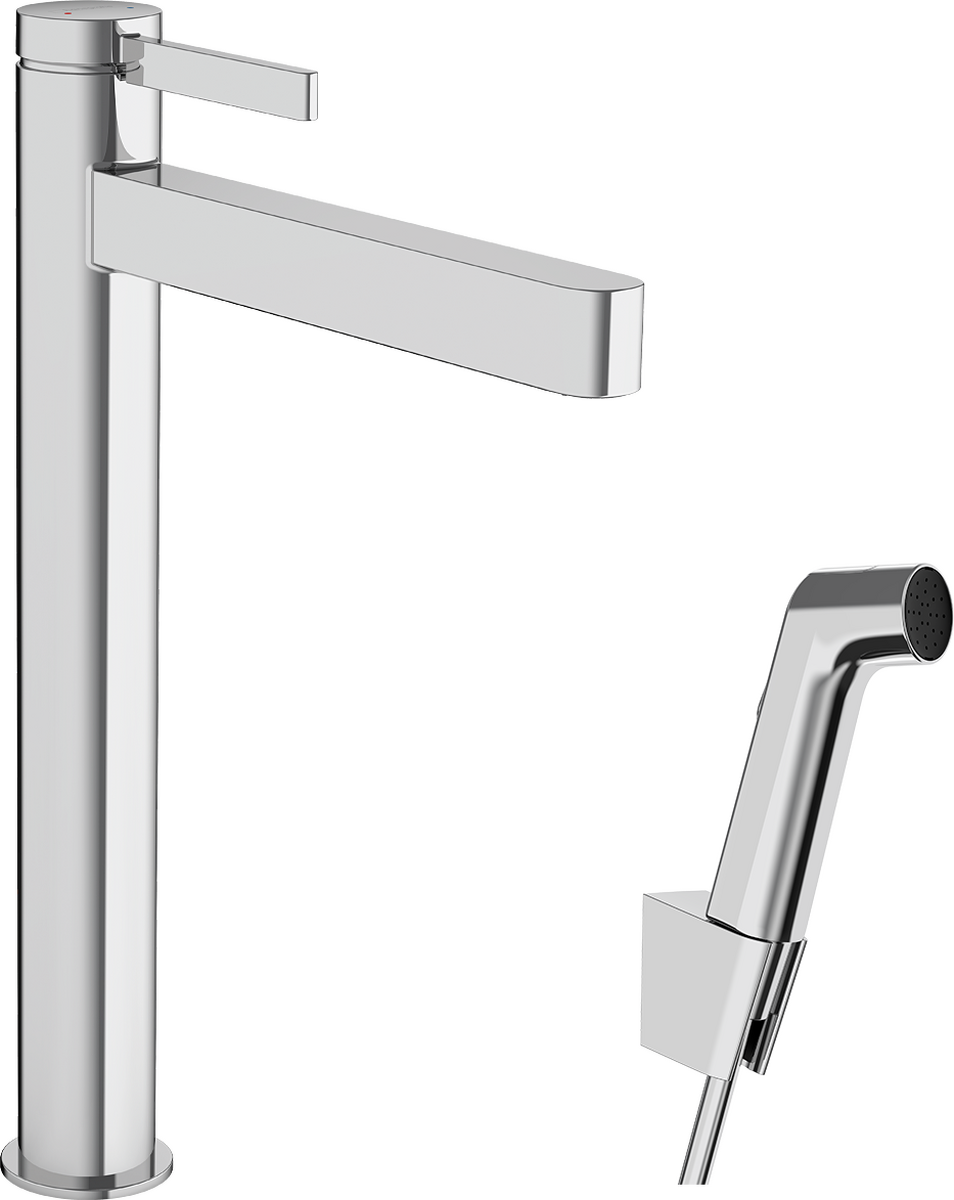 Single lever basin mixer 260 with bidette hand shower and shower hose 160 cm