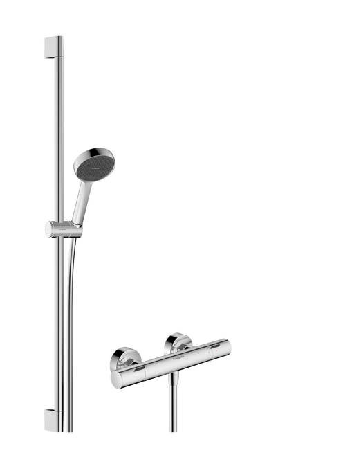 Brausesystem Aufputz 95 2jet EcoSmart mit Ecostat Fine und Brausestange 90 cm