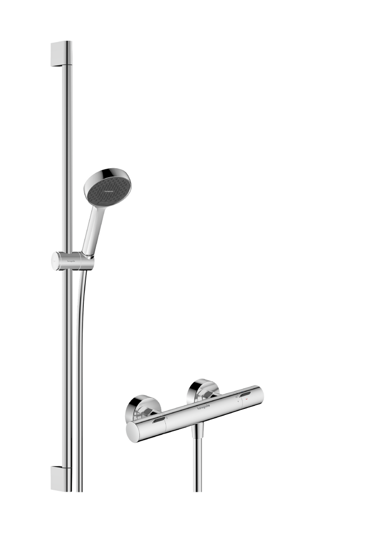 Brausesystem Aufputz 95 2jet EcoSmart mit Ecostat Fine und Brausestange 90 cm