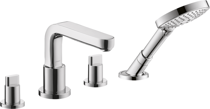 4-Hole Roman Tub Set Trim with Full Handles and 1.75 GPM Handshower