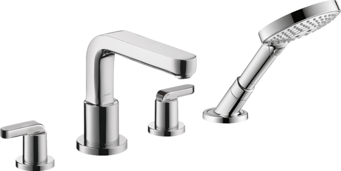 4-Hole Roman Tub Set Trim with Lever Handles and 2.0 GPM Handshower 4-Hole Roman Tub Set Trim with Lever Handles and 2.0 GPM Handshower