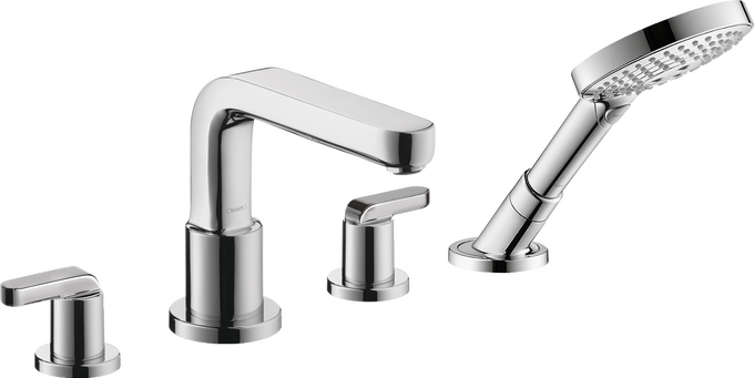 4-Hole Roman Tub Set Trim with Lever Handles and 1.75 GPM Handshower