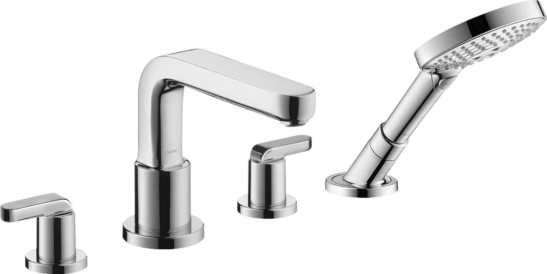 4-Hole Roman Tub Set Trim with Lever Handles and 1.75 GPM Handshower