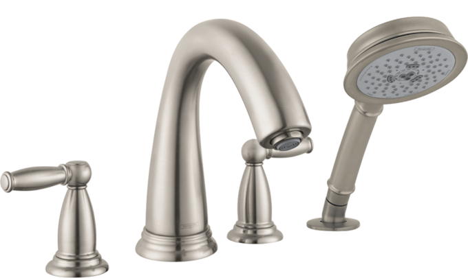 4-Hole Roman Tub Set Trim with Lever Handles and 2.0 GPM Handshower 4-Hole Roman Tub Set Trim with Lever Handles and 2.0 GPM Handshower