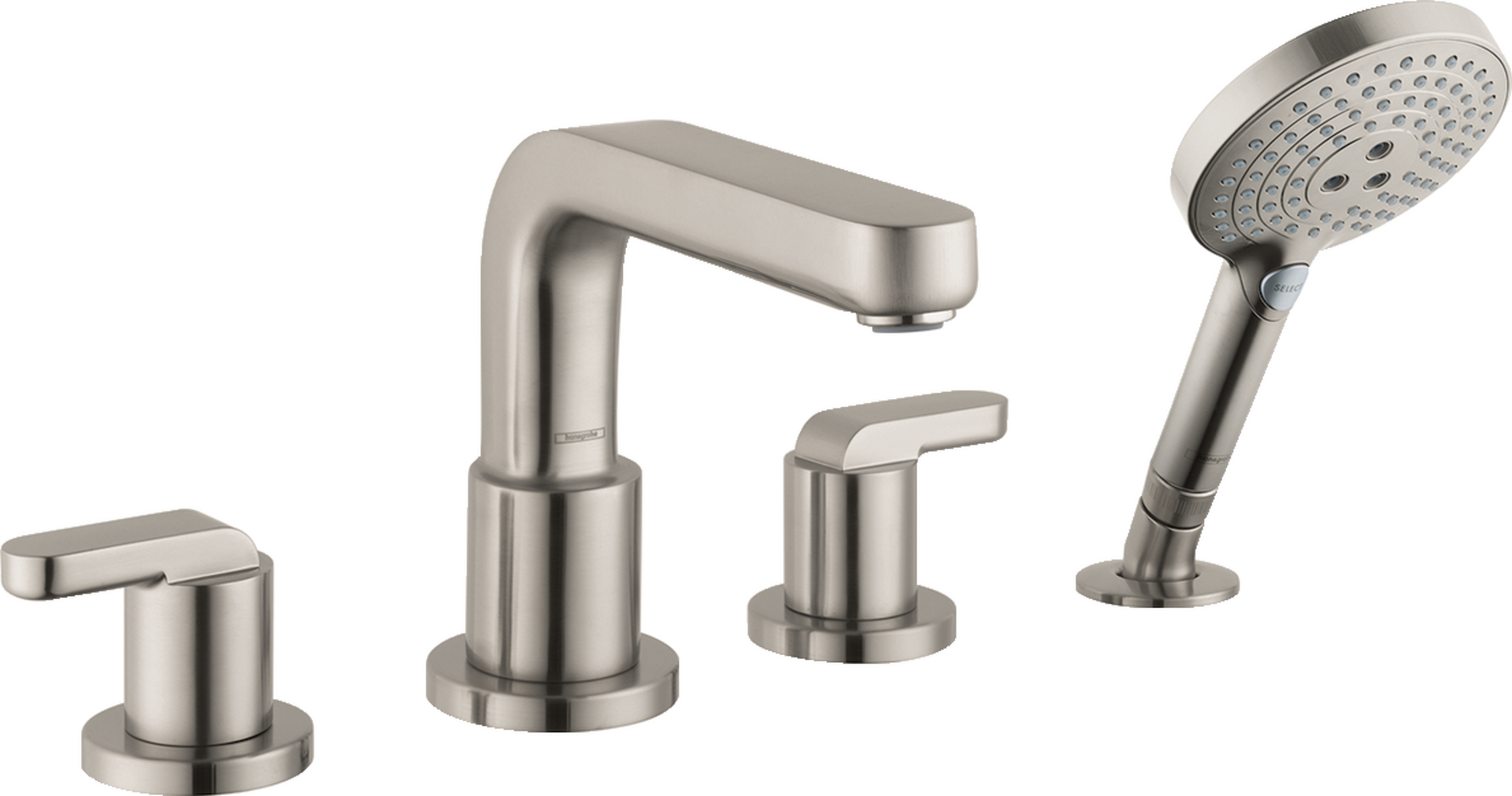 4-Hole Roman Tub Set Trim with Lever Handles and 2.0 GPM Handshower