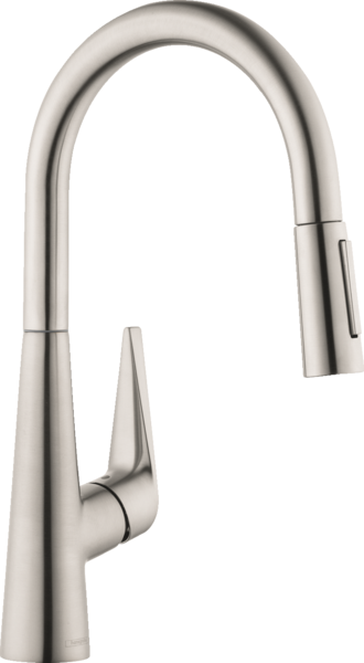 HighArc Kitchen Faucet, 2-Spray Pull-Down, 1.75 GPM Steel Optic