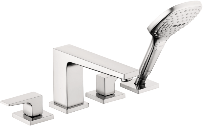 4-Hole Roman Tub Set Trim with Lever Handles and 2.0 GPM Handshower 4-Hole Roman Tub Set Trim with Lever Handles and 2.0 GPM Handshower