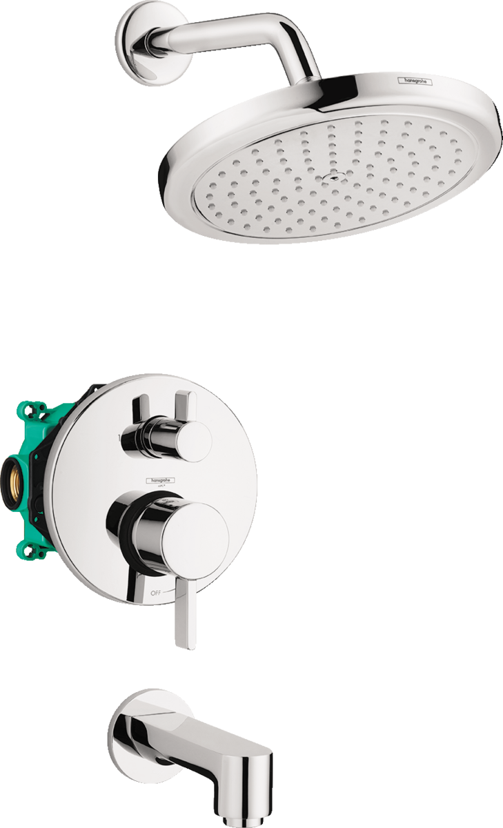 hansgrohe Complete Shower and Bath Bundles: Croma, Pressure Balance Tub/Shower Set with Rough, 2.0 GPM, Art. no. | Hansgrohe Pro US