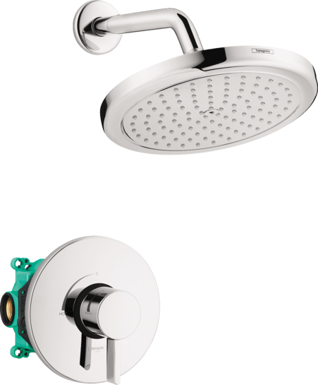 hansgrohe Croma 04909820 - Juego completo de ducha con sistema de ducha, 1  pulverizador en níquel cepillado, válvula de ducha incluida 2 GPM, 04909820