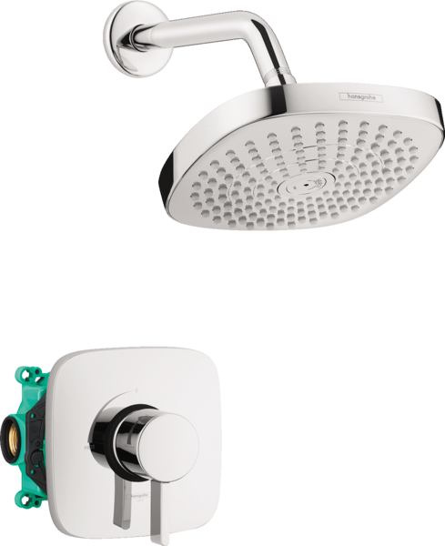 hansgrohe Croma 04909000 - Juego completo de ducha con sistema de ducha (1  pulverizador), cromado y válvula de ducha incluida, 2 GPM, 04909000