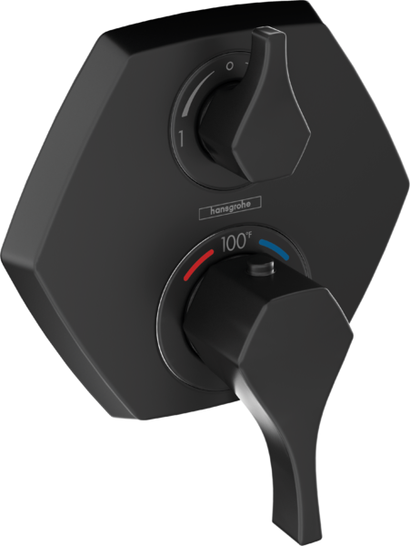 Thermostatic Trim with Volume Control Matte Black