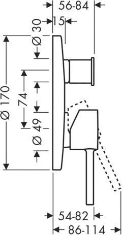 Miscelatore monocomando vasca ad incasso con maniglia a leva arrotondata e valvola antiriflusso in accordo con la norma EN1717