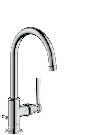 Single lever basin mixer 210 with lever handle and pop-up waste set