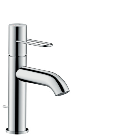 Single lever basin mixer 100 with loop handle and pop-up waste set
