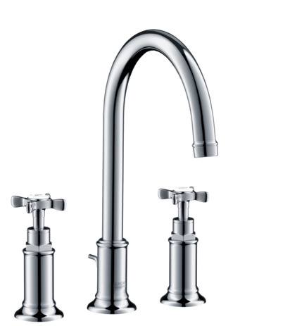 3-hole basin mixer 180 with cross handles and pop-up waste set