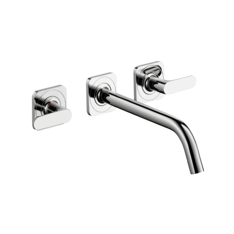 3-hole basin mixer for concealed installation wall-mounted with spout 226 mm, lever handles and escutcheons