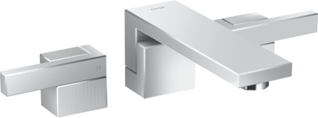 3-hole basin mixer for concealed installation wall-mounted with spout 190 mm and push-open waste set - diamond cut