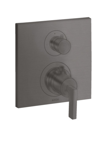 Thermostat for concealed installation with shut-off valve and lever handle