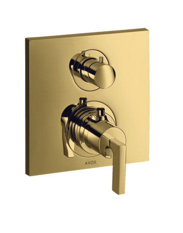 Thermostat for concealed installation with shut-off valve and lever handle