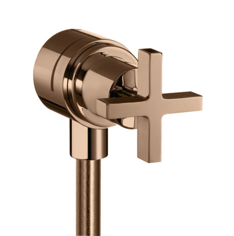 Wall outlet stop with non return valve, shut-off valve and cross handle