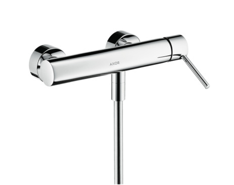 Single lever shower mixer for exposed installation with pin handle
