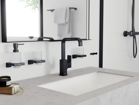Single lever basin mixer 230 with lever handle and push-open waste set