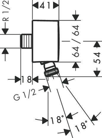Wall outlet with non-return valve and pivot joint