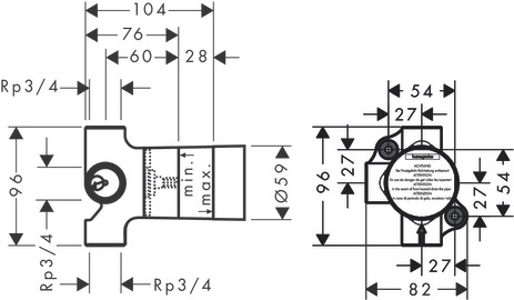 Basic set for Trio shut-off/ diverter valve for concealed installation