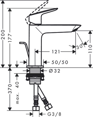 Single lever basin mixer 110 Fine CoolStart with pop-up waste set