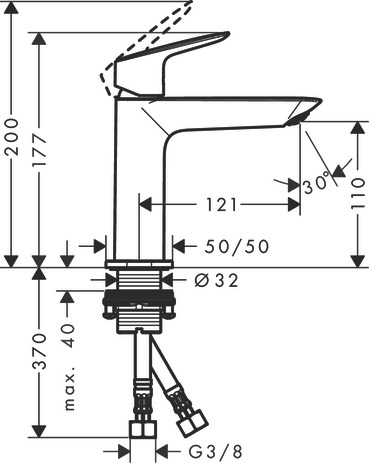 Single lever basin mixer 110 Fine CoolStart without waste set